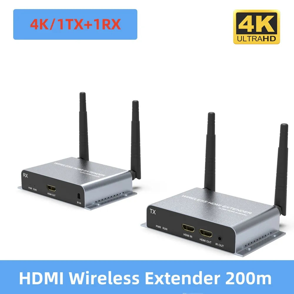 4K HDMI Wireless Extender RJ45 200m 5G/5.8G WIFI Stable Through-Wall Projection Transmitter and Receiver for Laptop TV Projector