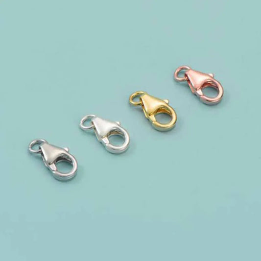 2pcs Genuine Real Pure Solid 925 Sterling Silver Lobster Buckle Clasps Claw Gold Buckles Connector Jewelry Making Findings