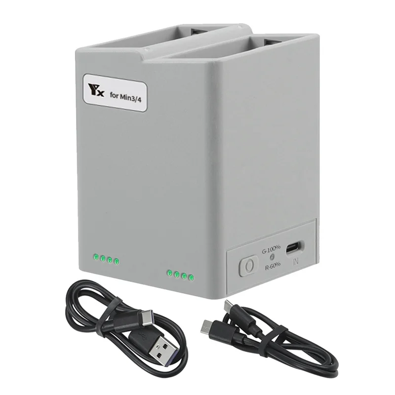 T35C  Charger Hub For MINI 3/4 Pro Screen Display Digital Intelligent Fast Charging 2 Batteries For MINI 3/4 Pro Accessorie