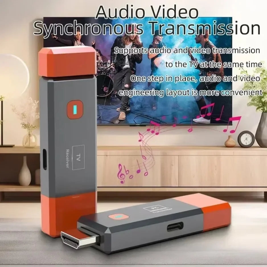 XIKCU Wireless HDMI-Compatible Video Transmitter and Receiver Extender TV Stick Dongle Adapter For Camera Laptop To Projector TV