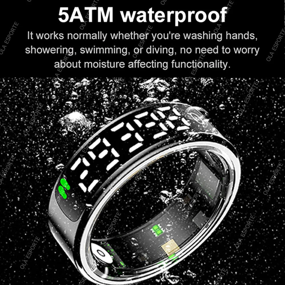 New Smart Ring Men Women LED Display Screen Gesture Swipe Video Health Monitoring Waterproof Heart Rate Sleep Monitor Smartring