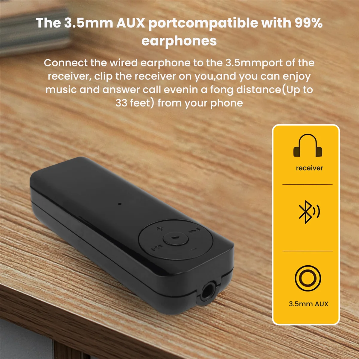 T35C Bluetooth 5.3 Receiver 3.5mm AUX Adapter for Car Headphone Speaker Music Wireless Audio Receiver,No Headset Cable
