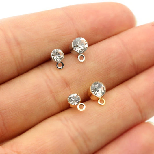 50pcs Stud Earrings Pins with Zircon 4/5/6mm Rhinestone Basic Earring Studs DIY Jewelry Making Accessories Findings