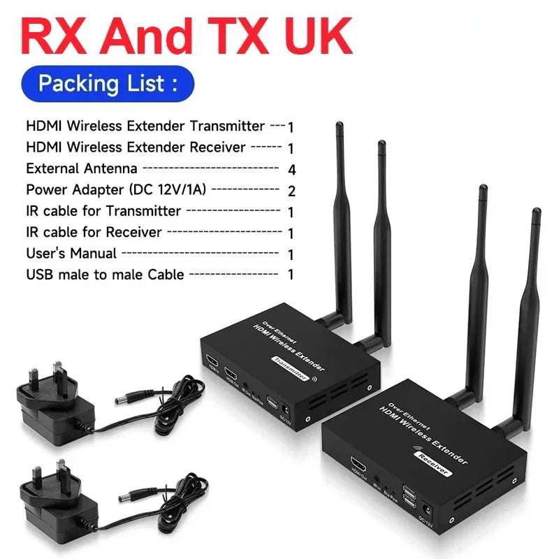 200M 1080P HDMI-Compatible Wireless Extender 5.8G HD Transmission Projector Video Extension for PC Laptop TV Projector Monitor