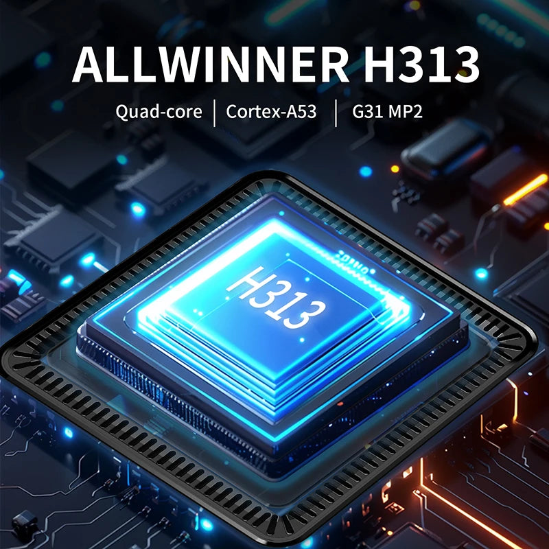 2025 New Q7 Smart TV Box Android14 Allwinner H313 8G+128GB ROM Dual-Band WiFi 6 Bluetooth 5.2 Google Voice Remote Media Player