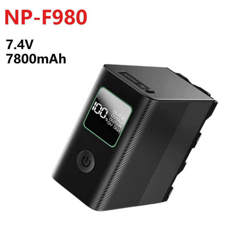 Replacement Camera Battery NP-F980 NP-F970 NP-F990 7.4V 7800mAh~10400mAh USB-C Port for Sony MVC-FD91 MC1500C PLM-100 CCD-TRV35