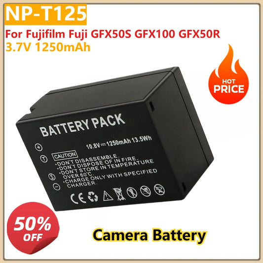 for Fujifilm Fuji GFX50S GFX100 GFX50R  Replacement Camera Battery NPT125 NP-T125 10.8V 1250mAh