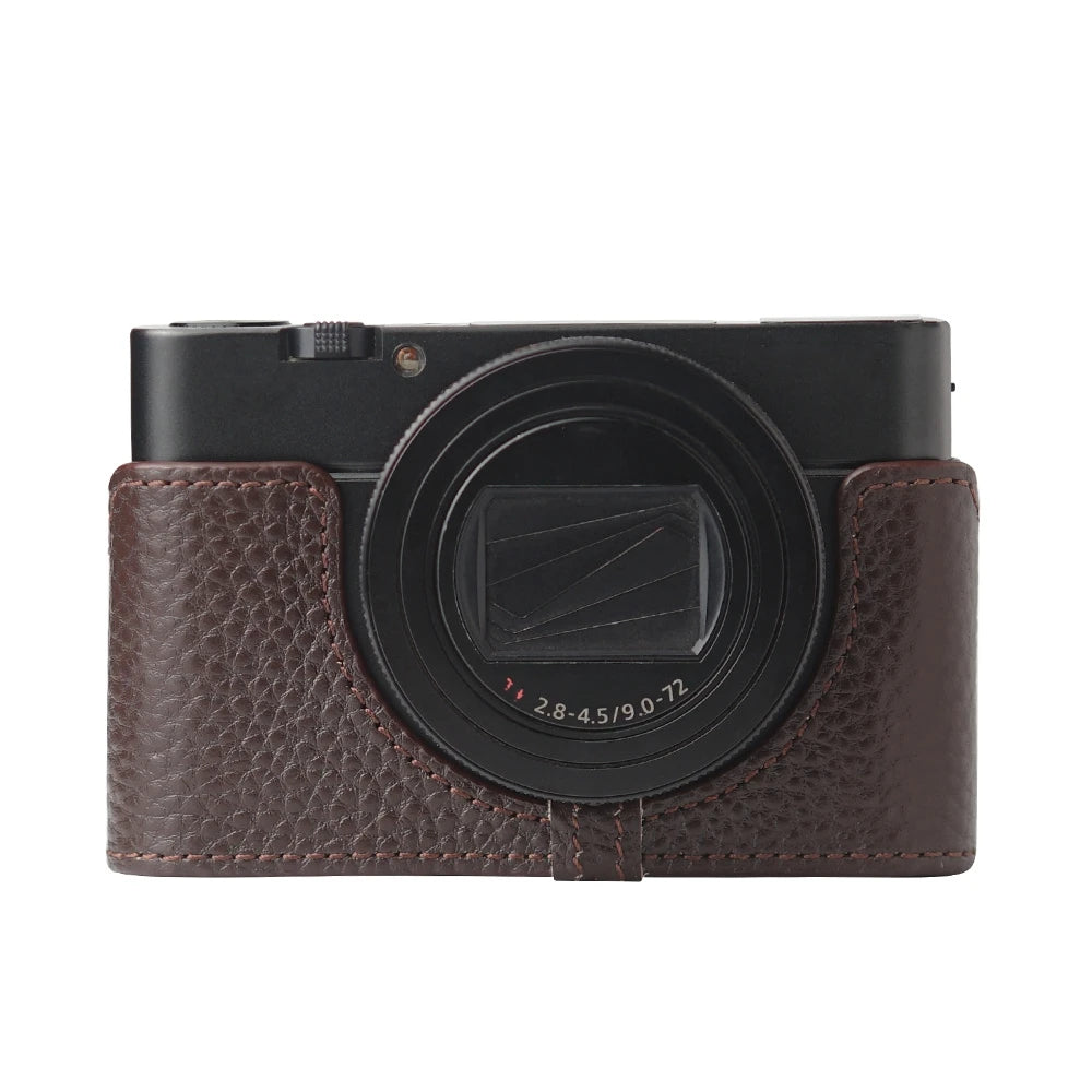 Genuine Real Leather Half Camera Case Bag Cover For Sony RX100M6 Case RX100 VI Case Camera Bag Photography Accessories