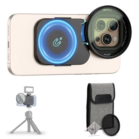 JJC 67mm Magnetic Phone Lens Filter Adapter ND2-128 Filter Set for iPhone 16 15 14 Pro Pro Max Plus Phone Lens Filter with Pouch