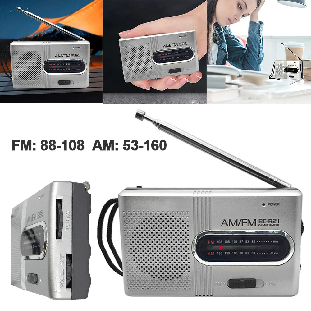 AM FM Battery Radio Pocket Radios Dual-channel Stereo Built-in Antenna Radio for Elderly Gifts Manual Channel Selection