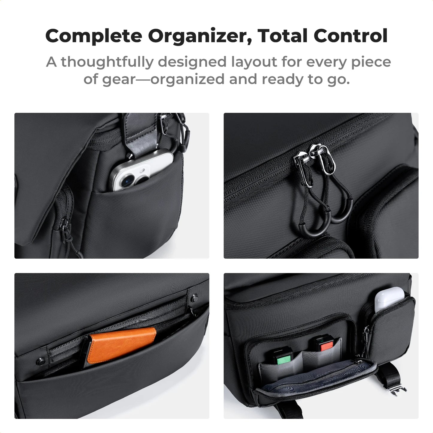 K&F Concept Zipper Buckle Camera Sling Bag Travel Photography Shoulder Bag For Sony DSLR SLR Camera Accessories Tripod Holder