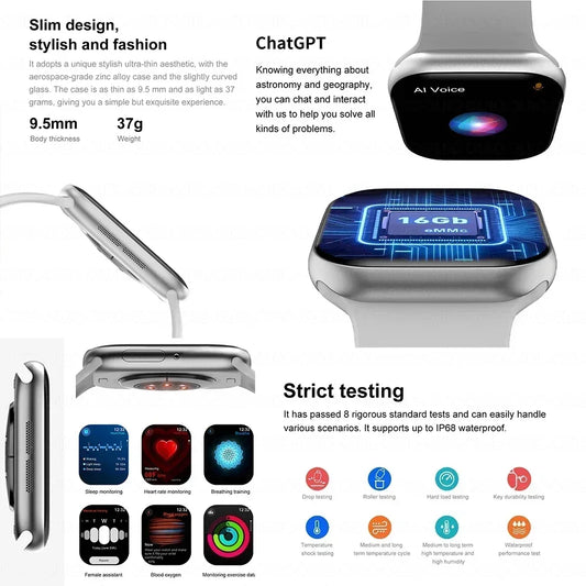 New Original For Apple Watch 10 Smart Watch 16GB Memory Music HD AMOLED NFC Compass Bluetooth Call Waterproof Smart Watch Woman