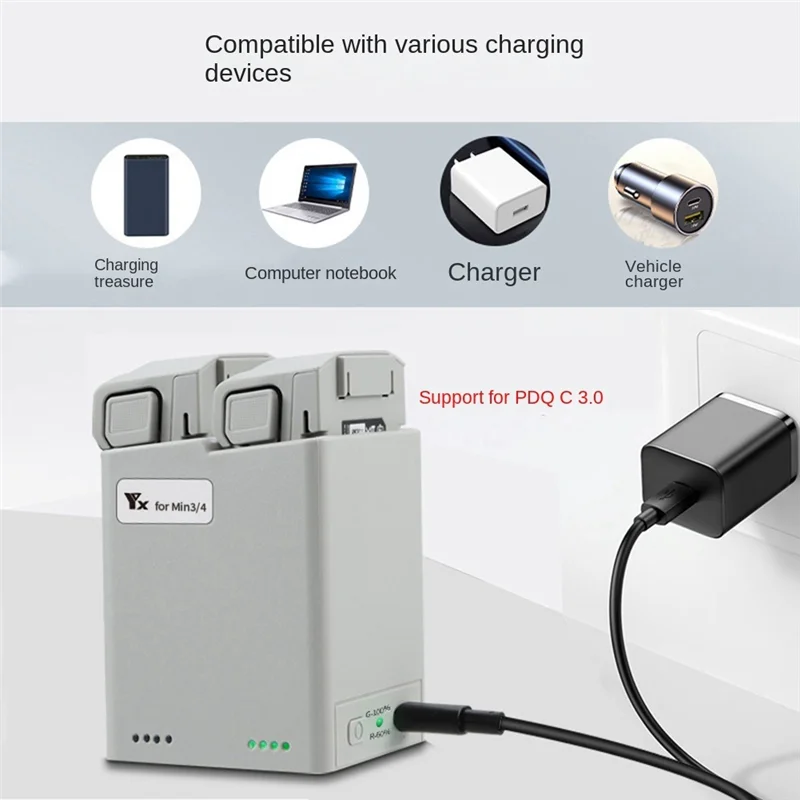 T35C  Charger Hub For MINI 3/4 Pro Screen Display Digital Intelligent Fast Charging 2 Batteries For MINI 3/4 Pro Accessorie