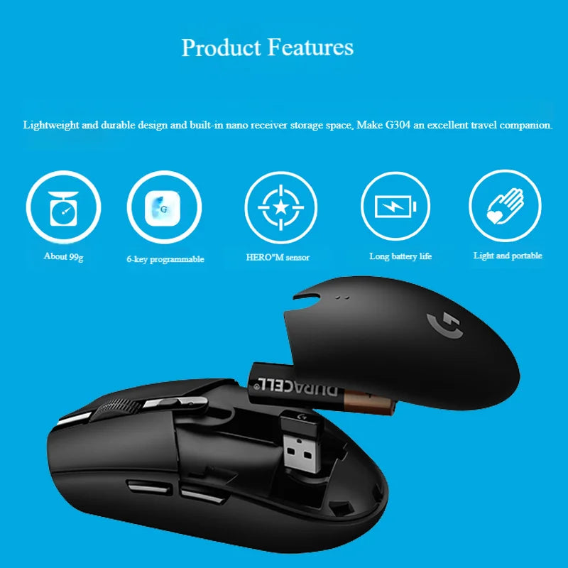 logitechG304 / G305 wireless gaming mouse is designed for high-performance gaming, offering an efficient and responsive gaming.
