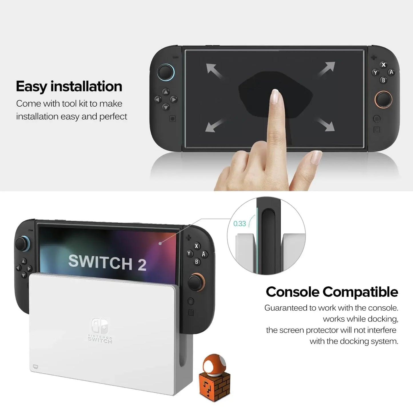 Screen Protector Tempered Glass for Switch Nintend 2 Model 2025,Transparent HD Clear Anti-Scratch Screen Protector Accessories