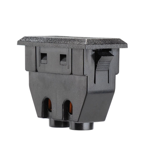 Rectangular panel size 20*43mm cassette type two-flat two-hole socket 2 pin power supply protection door socket 2 core