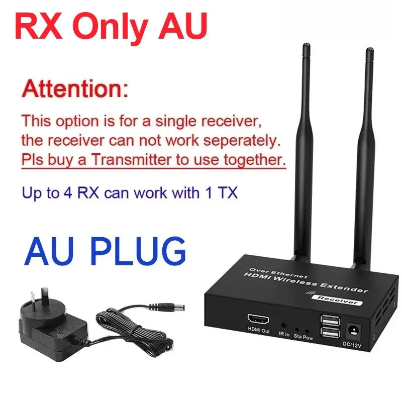 200M 1080P HDMI-Compatible Wireless Extender 5.8G HD Transmission Projector Video Extension for PC Laptop TV Projector Monitor