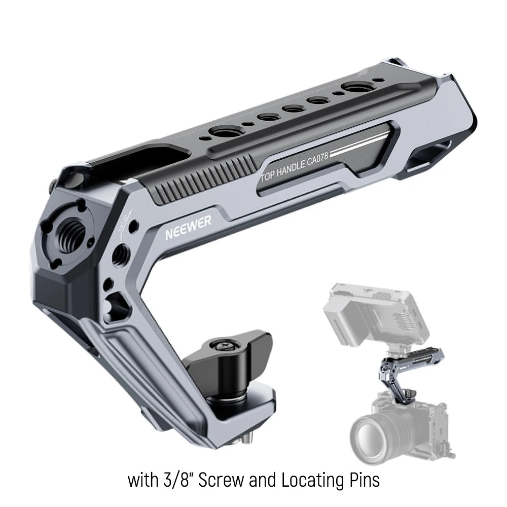 NEEWER Camera Top Handle with 3/8" ARRI Locating Pins Comfort Silicone Grip Compatible with Handles Camera Cages Video Rigs