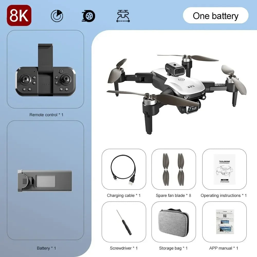 s2s sBrushless Drone 4k Profesional 8K HD Dual Camera Obstacle Avoidance Aerial Photography Foldable Quadcopter Flying 25Min