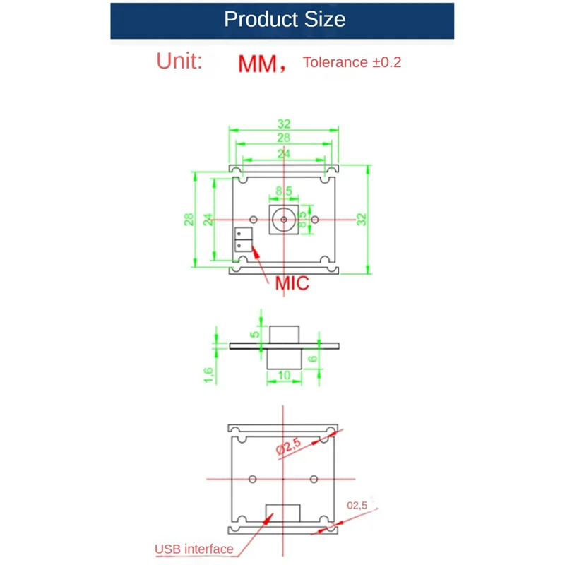 B04C-4K HD Autofocus USB Camera Module 3840X2160 30FPS IMX258 Sensor 79° 66.4° 53.1° Built-In Microphone Auto Focus Lens