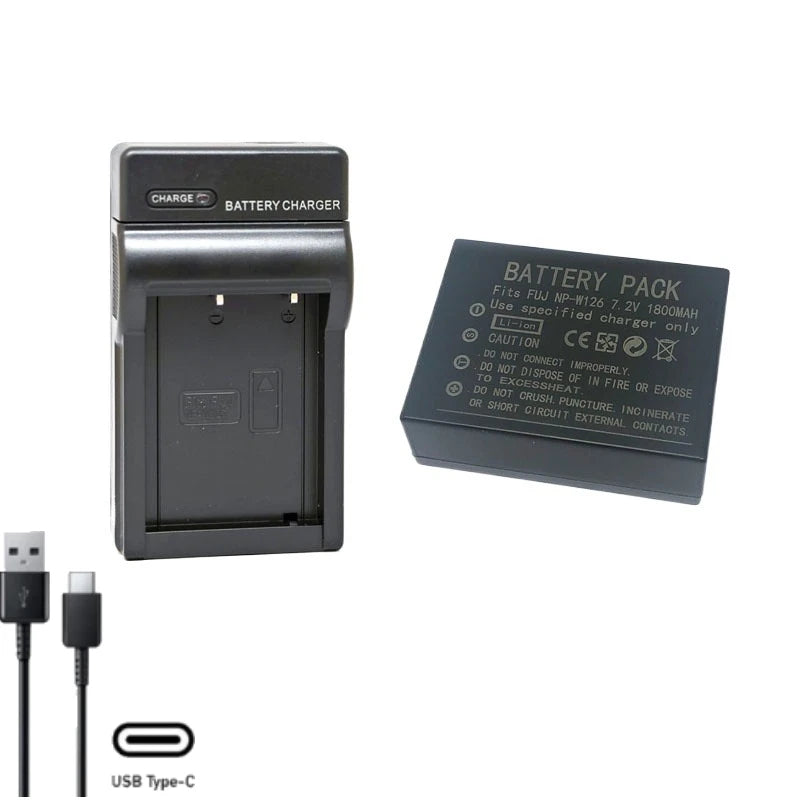 NP-W126 7.2V 1800mAh Camera Battery+Charger For Fujifilm XPro 1 2 3 XA1 XT1 XT2 XT3 HS33 HS50 XT20 XT30 XS10 XT100 XT200 XA5 XA7