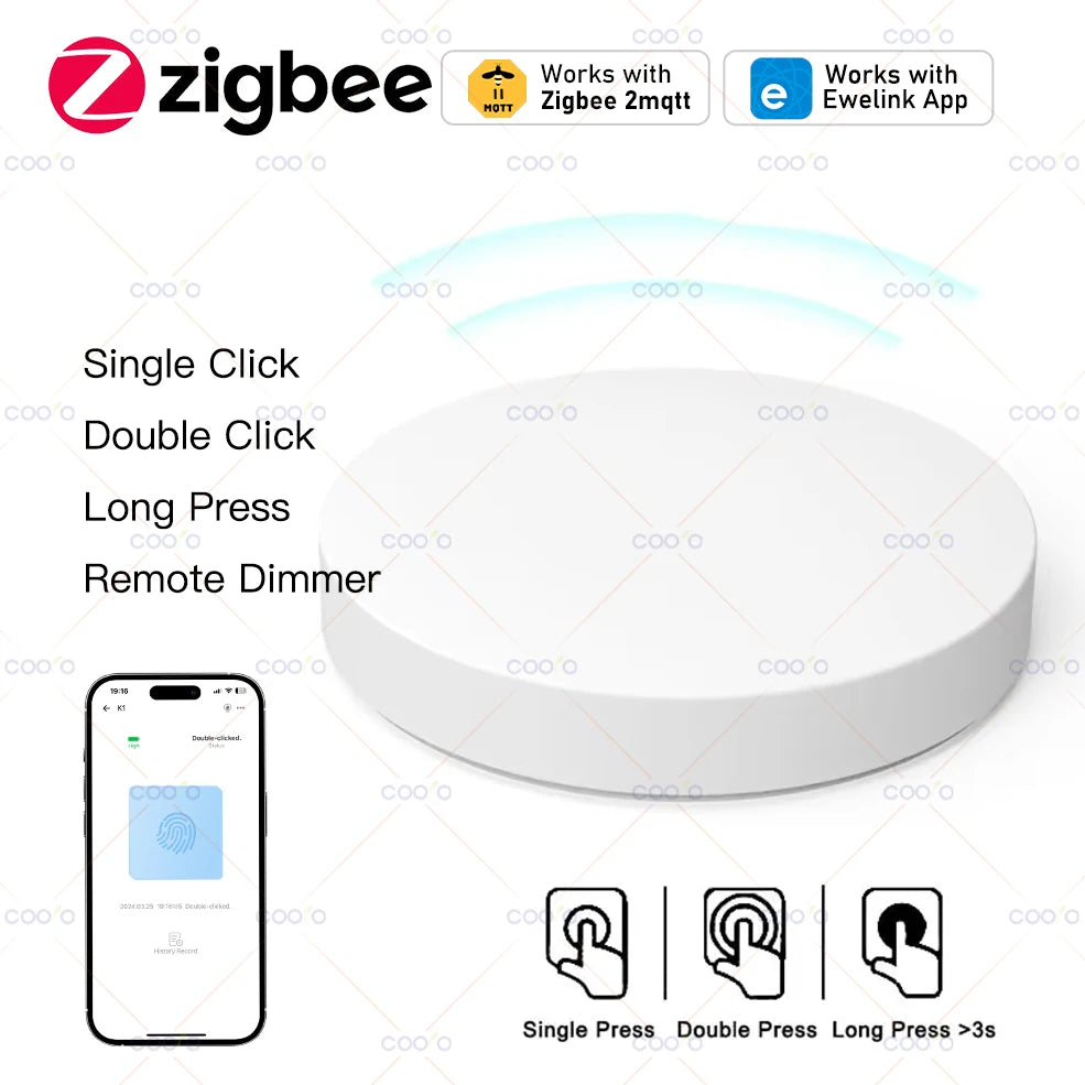 ZigBee Smart Push Button Wireless Switch Include Battery Ewelink App Remote Control Automation Scenario Switch work with Z2M