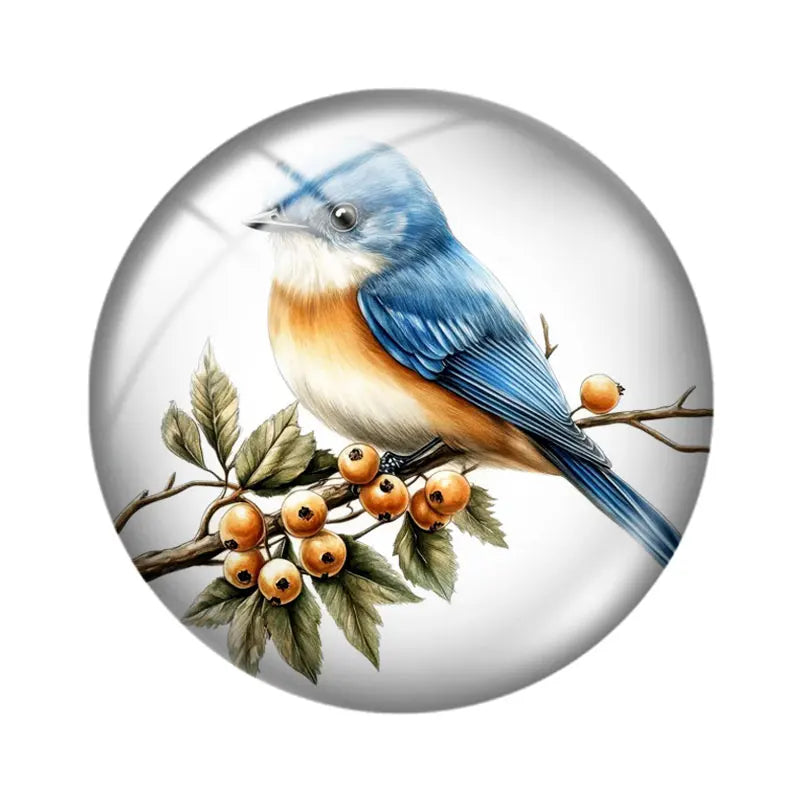 Blue Delft Birds Clipart 12mm/18mm/20mm/25mm Round Photo glass cabochon demo flat back Making findings
