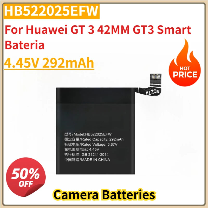 New HB522025EFW 4.45V 292mAh Replacement Watch Battery For Huawei GT 3 42MM GT3 Smart Bateria
