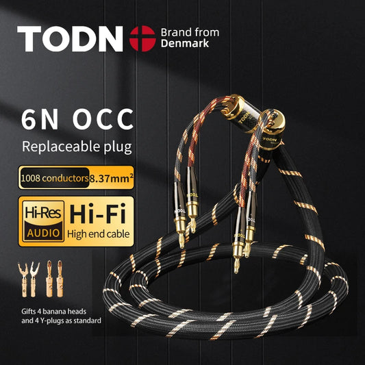 TODN 1 pair speaker cable high end hifi audio cable 6N OCC speakers CABL replaceable banana plug Yplug Connecting the amplifier
