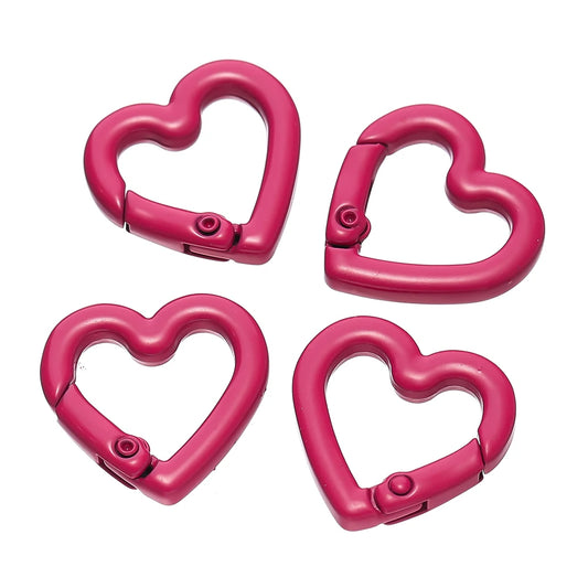 5pcs/lot Heart Spring Clasp Openable Love Shaped Carabiner Keychain Clips Hook Dog Chain DIY Jewelry Buckles Connector
