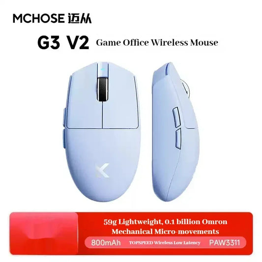 MCHOSE G3 V2 Gaming Mouse Tri-mode Wireless Paw3311 Sensor Lightweight Ergonomics Esports Wireless Mouse Pc Gamer Accessories