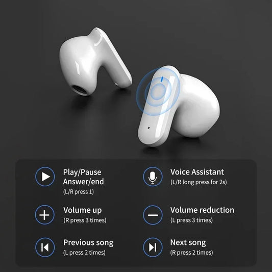 Bluetooth 5.2 Dual Stereo True Wireless Headphones Call Noise Cancellation LED Digital Power Display Touch Control Sports Earbud