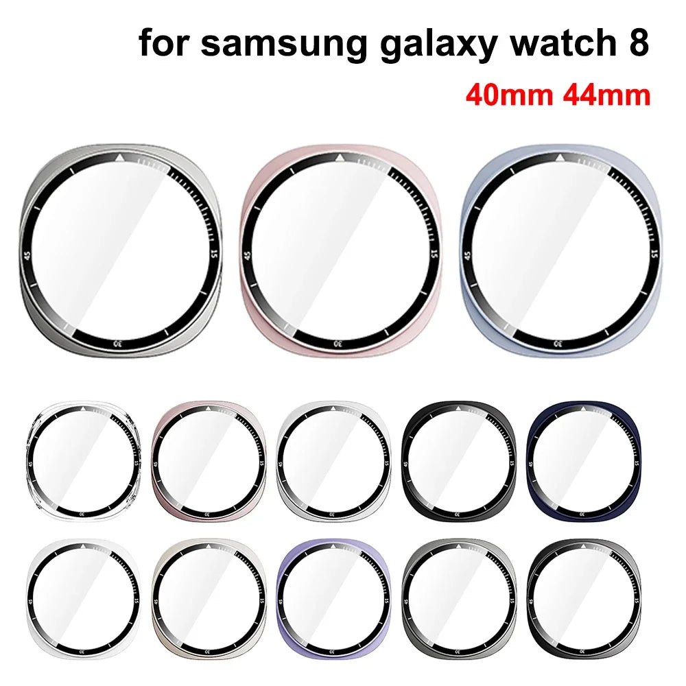 Tempered Glass+ PC Cover for Samsung Galaxy Watch 8 44mm 40mm All Coverage Protective Bumper Case for Galaxy Watch 8 Accessories