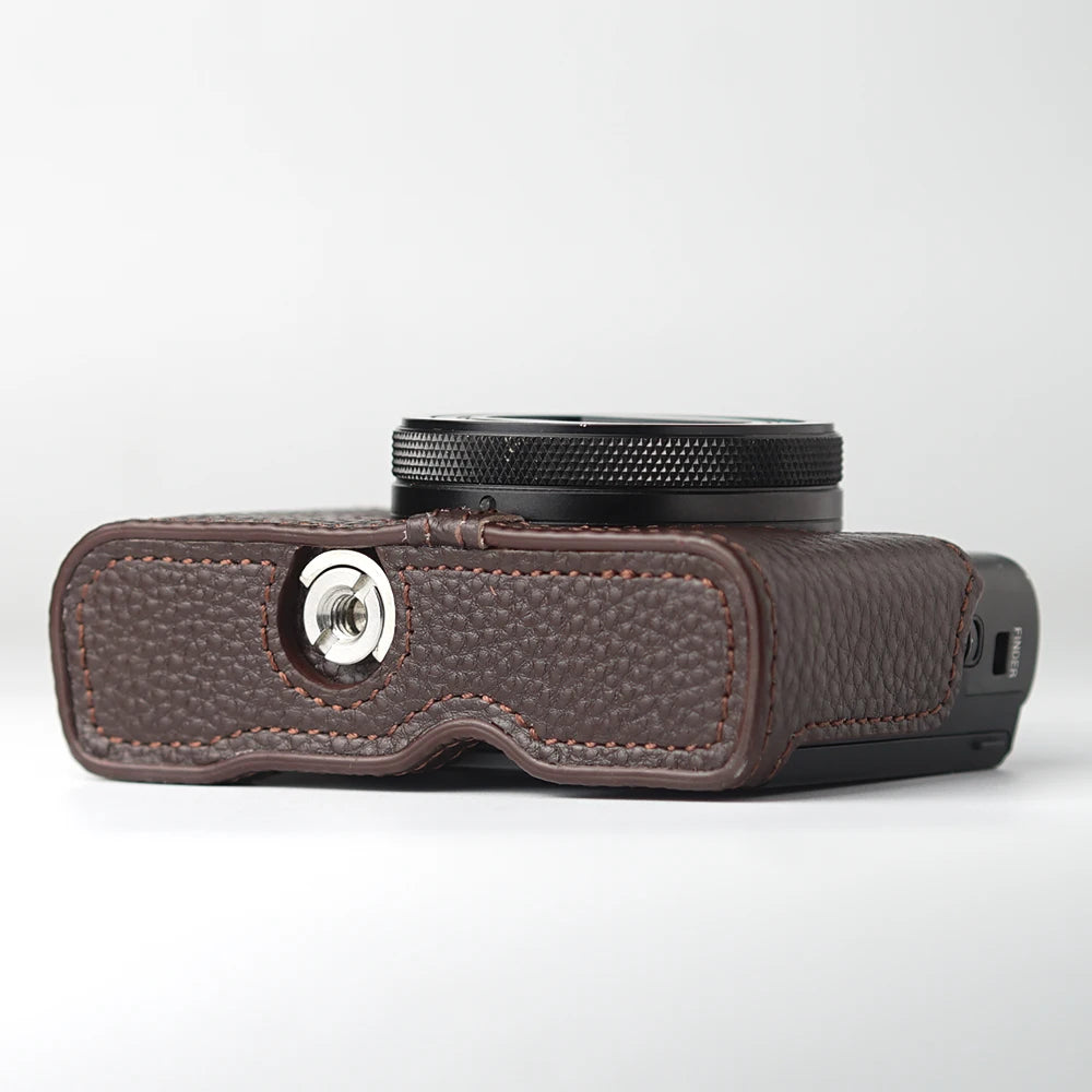 Genuine Real Leather Half Camera Case Bag Cover For Sony RX100M6 Case RX100 VI Case Camera Bag Photography Accessories