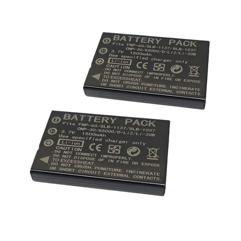 NP-60 3.7V 1500mAh SLB-1037 CNP30 KLIC-5000 D-Li2 Li-20B Camera Battery +Charger for Fujifilm F50I F501 F401 F410 F601 F601Z