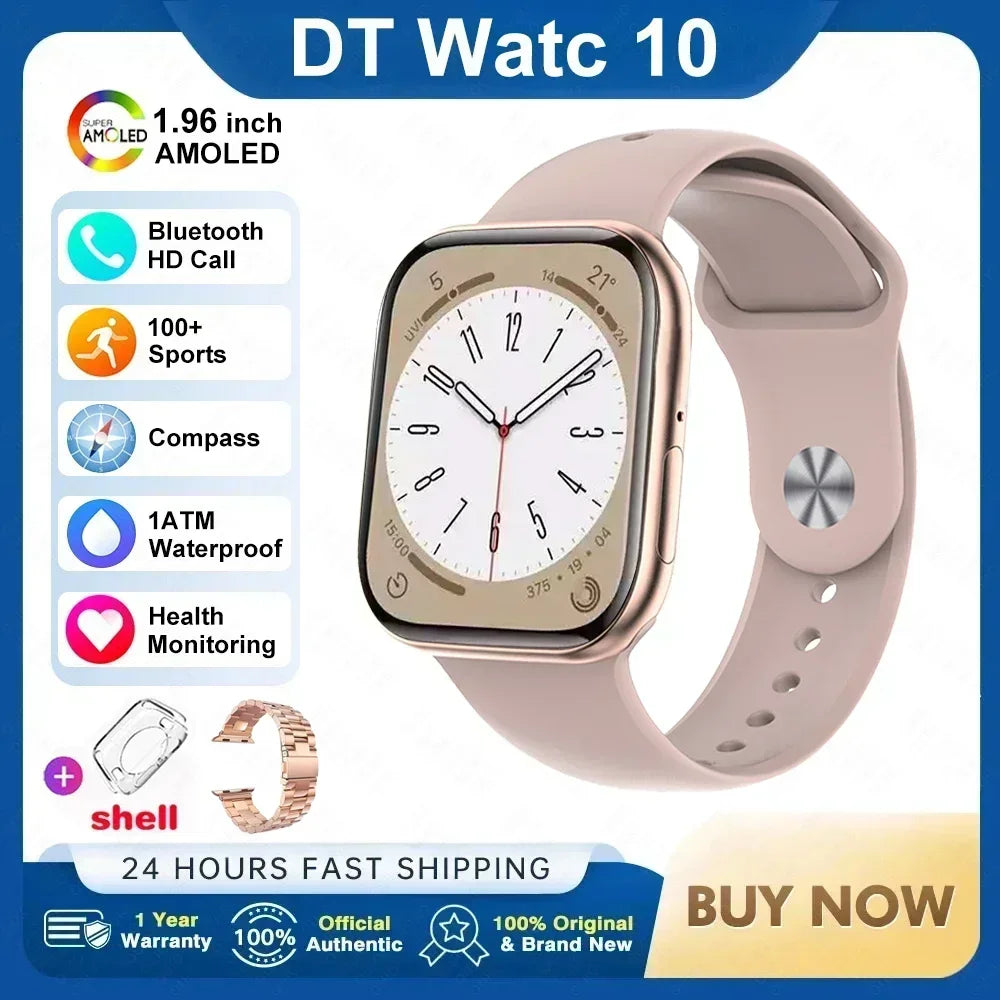 New Original For Apple Watch 10 Smart Watch 16GB Memory Music HD AMOLED NFC Compass Bluetooth Call Waterproof Smart Watch Woman