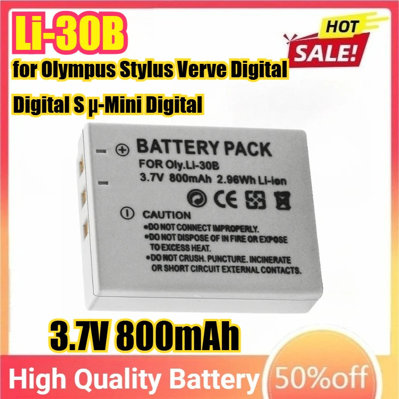 New Li-30B Li 30B 3.7V 800mAh Battery for Olympus Stylus Verve Digital, Digital S, Μ-Mini Digital, Μ-Mini Digital S Cameras