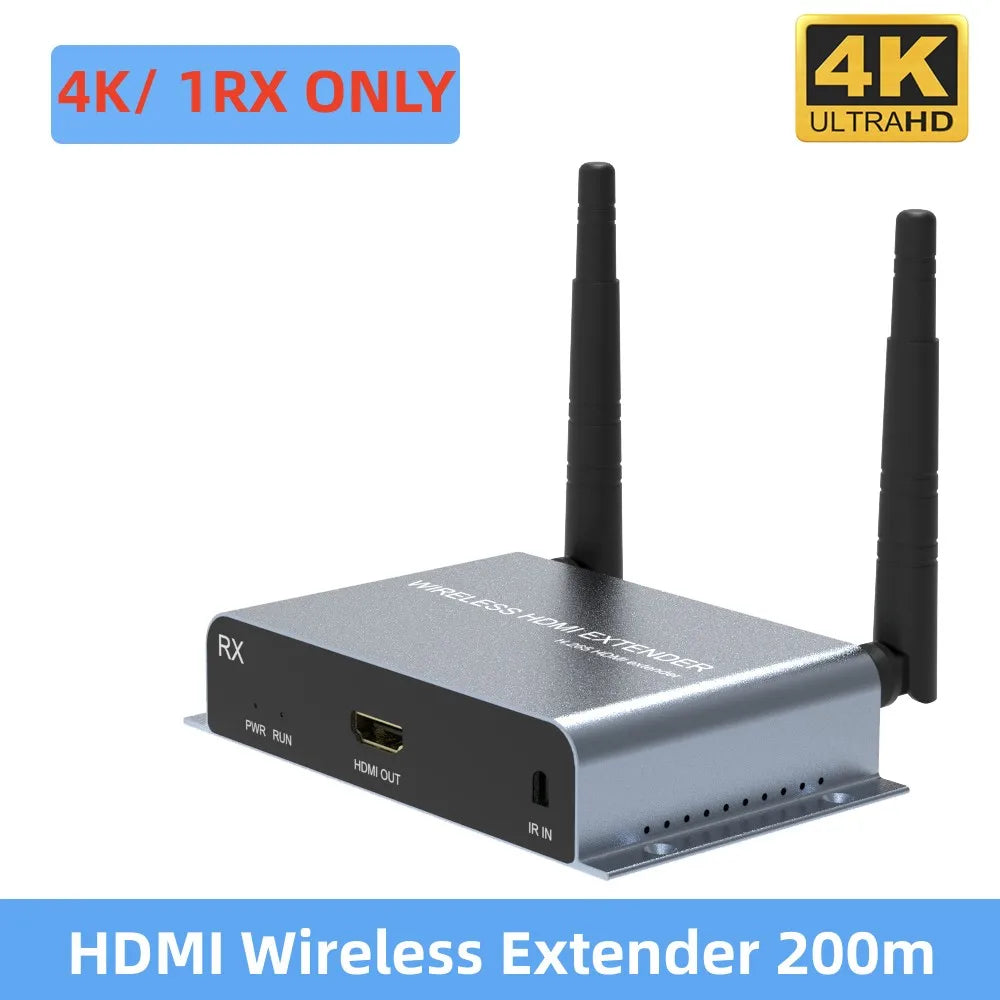 4K HDMI Wireless Extender RJ45 200m 5G/5.8G WIFI Stable Through-Wall Projection Transmitter and Receiver for Laptop TV Projector