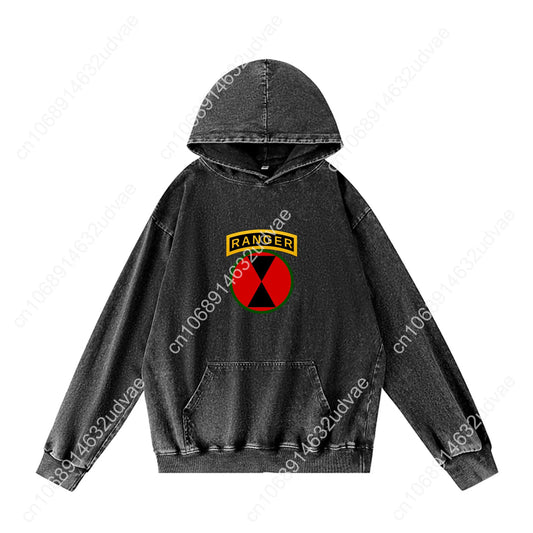 7th Infantry Division Patch with Ranger Tab Hoodies Retro Hooded Sweatshirt Man Woman Teenager Pullover Pocket Customized Tops