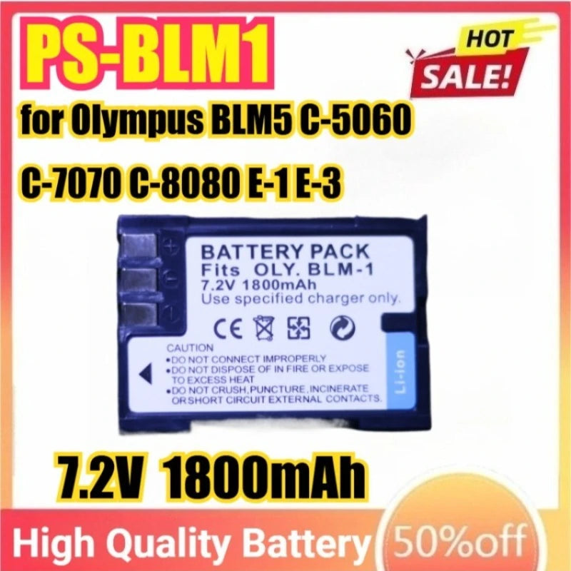 New PS-BLM1 BLM-1 Camera Battery for Olympus BLM5 C-5060 C-7070 C-8080 E-1 E-3 E-30 E-520 EVOLT E-300 E-330 E-500 E-510