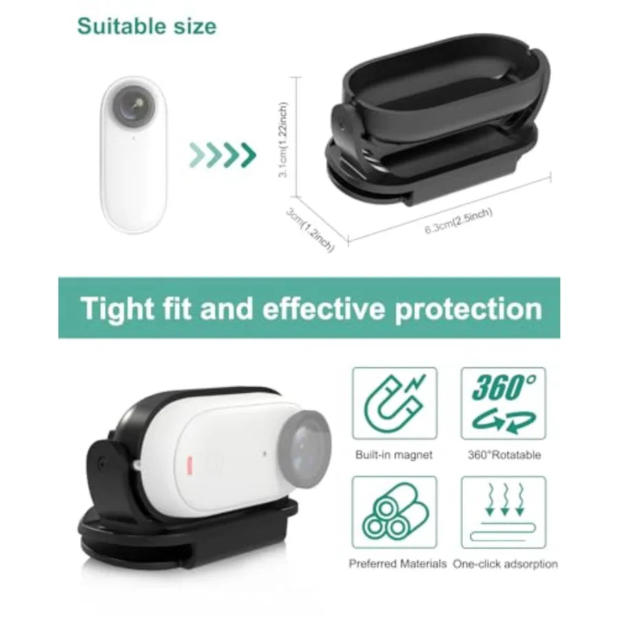 PULUZ Camera Cap Clip Magnetic Mounting Bracket for Insta360 GO3Clamp Quick Release Mount Hat Clip Attachable to Hat or Backpac