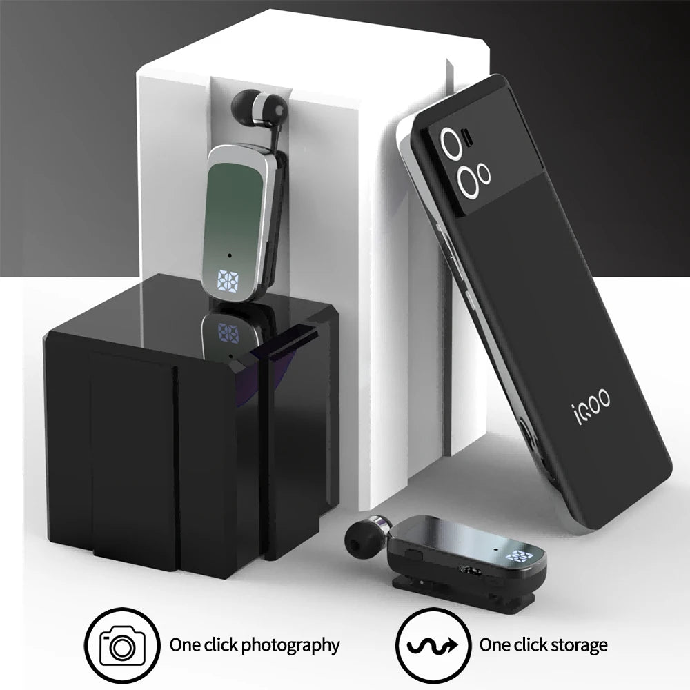 K65 Fashion Bluetooth Headset Business Retractable Lavalier Type Earphone Single Ear Hands Free with Wire Super Long Standby