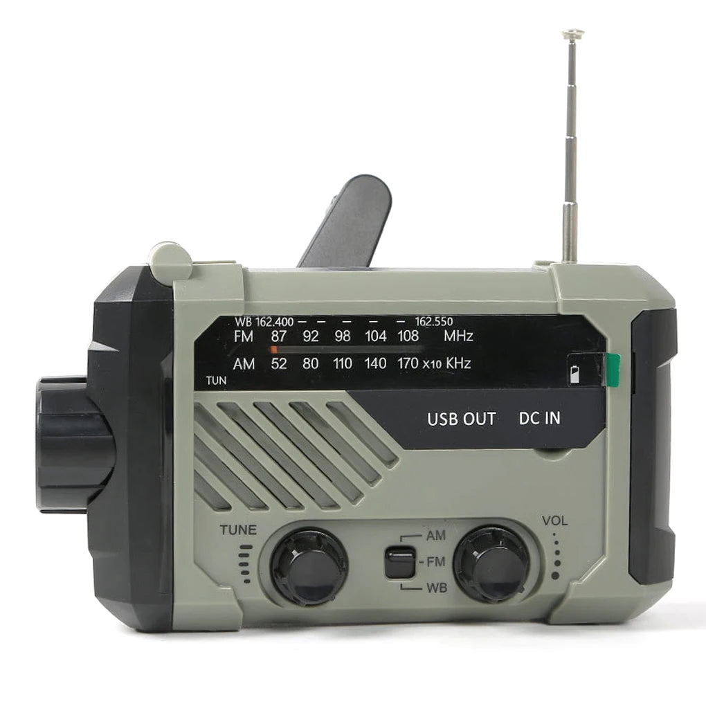 Portable Radio Battery Operated LED Flashlight USB Rechargeable Power Bank Emergency Equipment Backpacking White