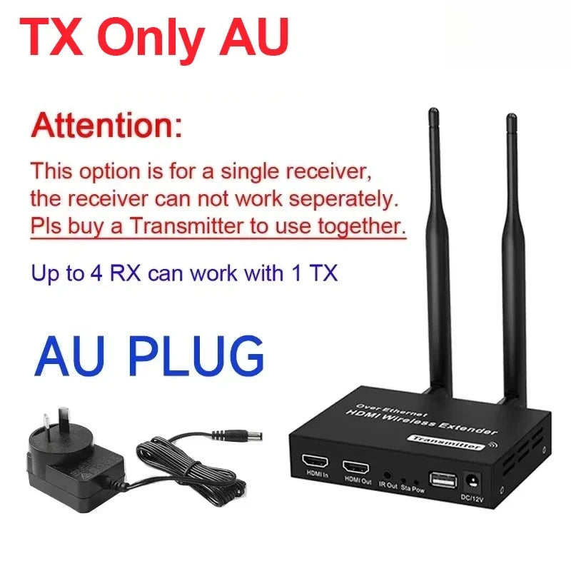 200M 1080P HDMI-Compatible Wireless Extender 5.8G HD Transmission Projector Video Extension for PC Laptop TV Projector Monitor