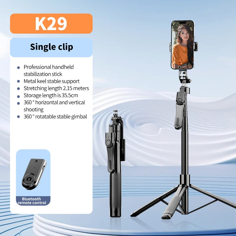 New 2.15M 360 ° rotation Handheld gimbal for cellphone camera with Bluetooth shutter,Wireless Selfie Stick Phone Holder
