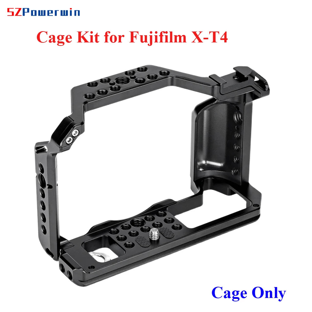 Powerwin For Fujifilm X-T4 XT4 Camera Cage Rig Kit with wooden Handle Aluminum Alloy Multifunctional Arri Locating Screw