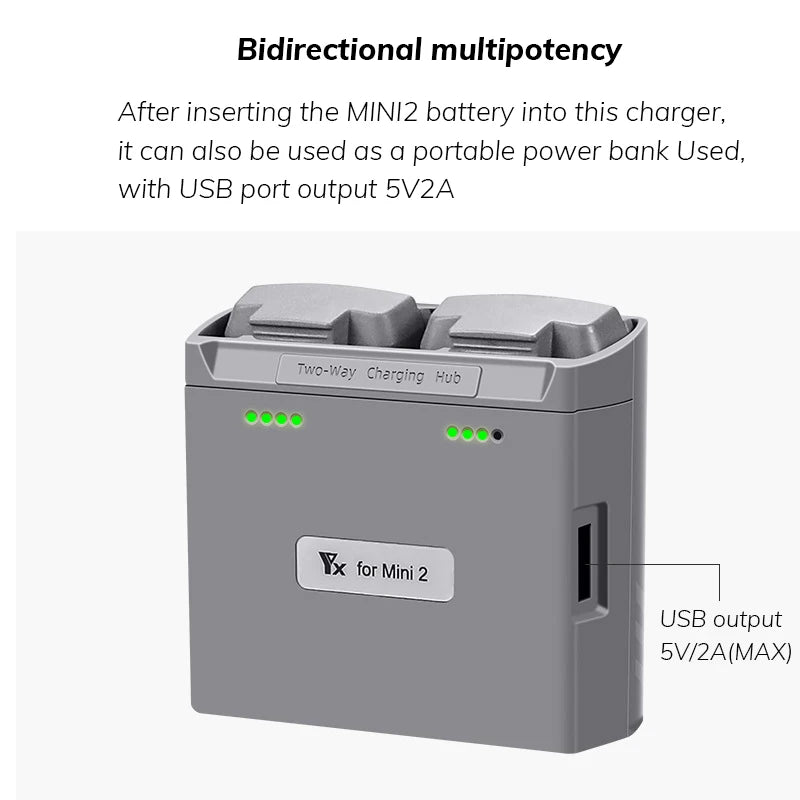 Newest Fast Smart Battery Charger with USB Port Battery Charger for DJI MINI 2/MINI Drone Battery Charging Hub