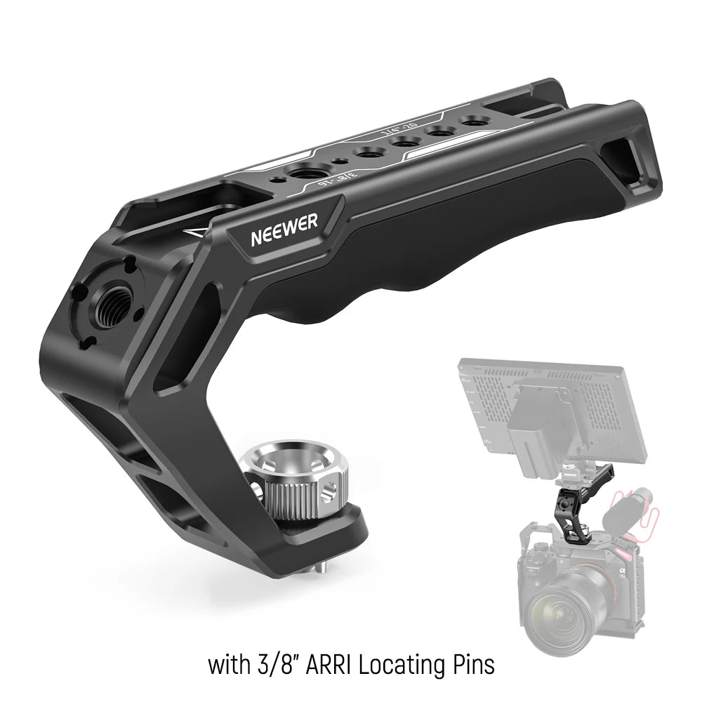 NEEWER Camera Top Handle with 3/8" ARRI Locating Pins Comfort Silicone Grip Compatible with Handles Camera Cages Video Rigs