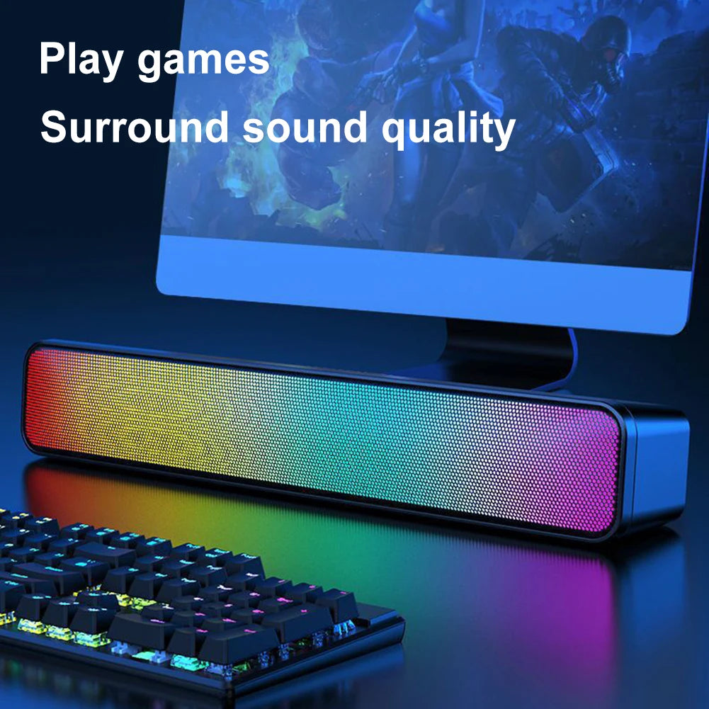 RGB Wireless Speaker Bluetooth 3D Stereo Sound Bar USB Powered Music Player Double Speaker High Volume for PC Laptop