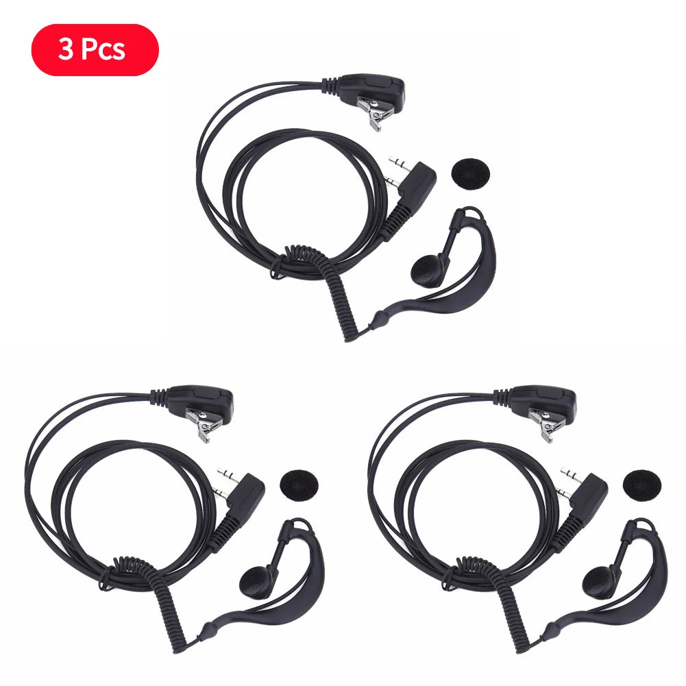 1-3PCS 2 PIN Earpiece Headset PTT MIC 1m Ear Hook Walkie Talkie Earbud Interphone Earphone Earpiece for BAOFENG UV5R/KENWOOD/HYT